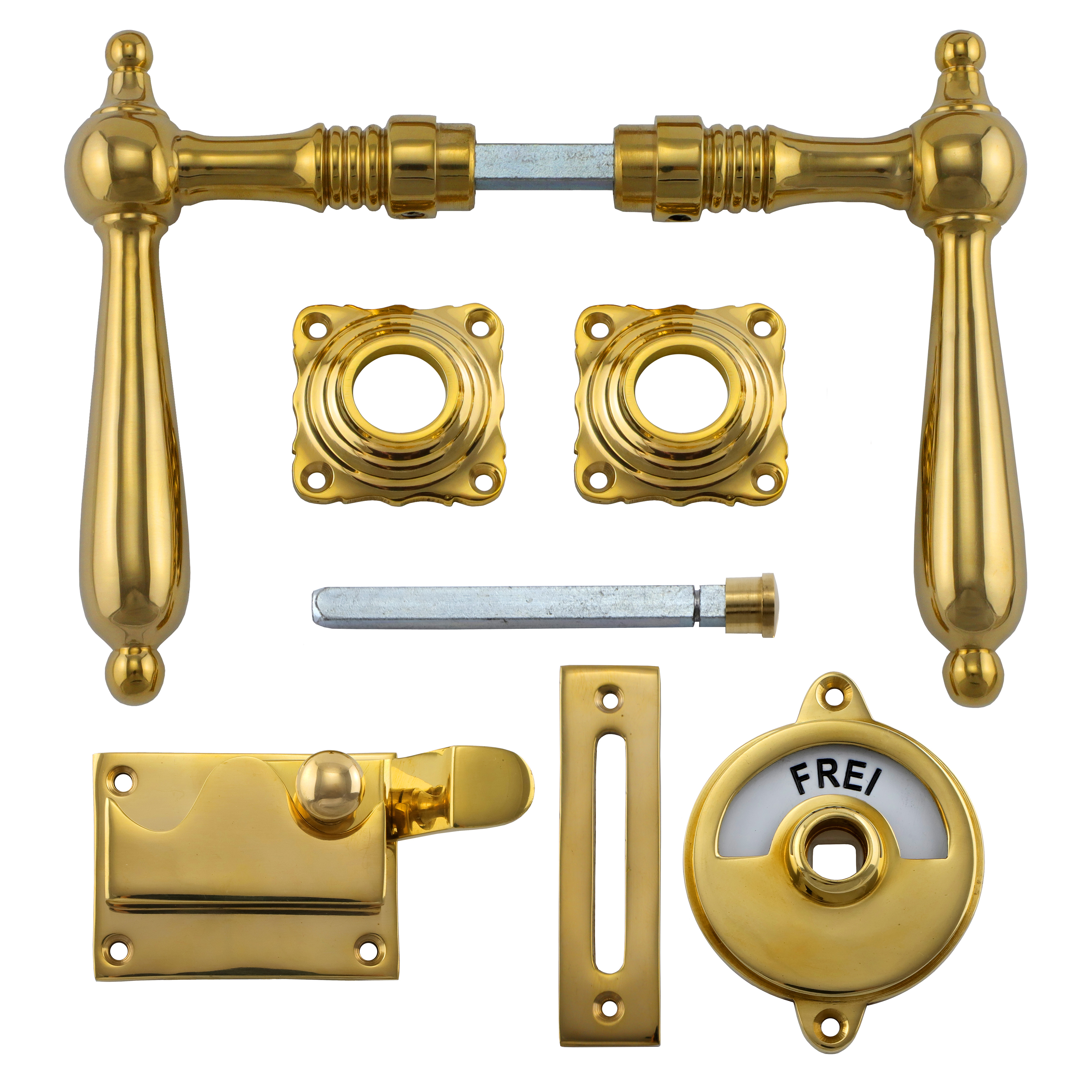 341.0058.35 Ferrure de porte pour WC / Verrou coudé / Fermeture avec indicateur laiton poli