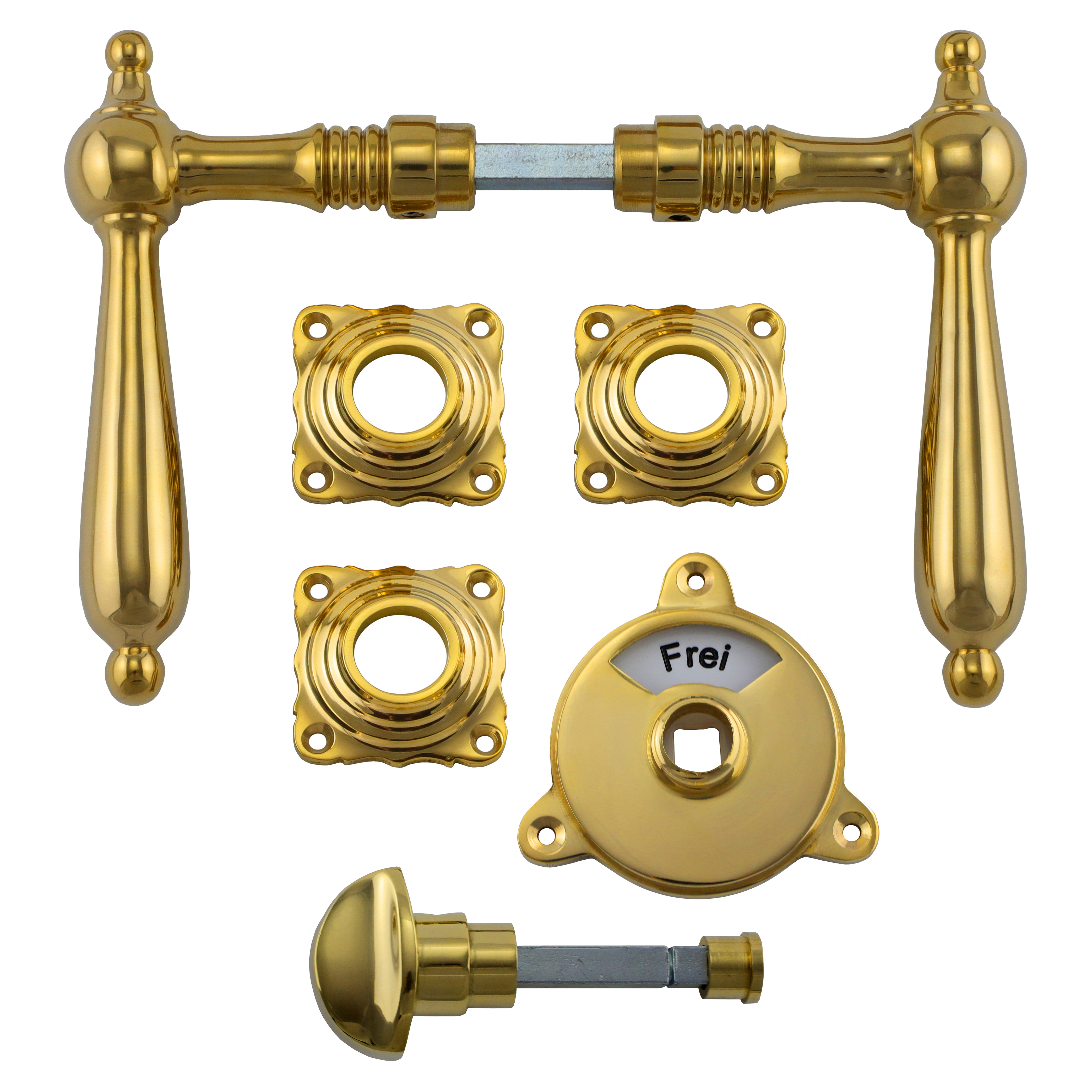 341.0060.35 Ferrure de porte pour WC avec bouton tournant / fermeture avec indicateur laiton poli