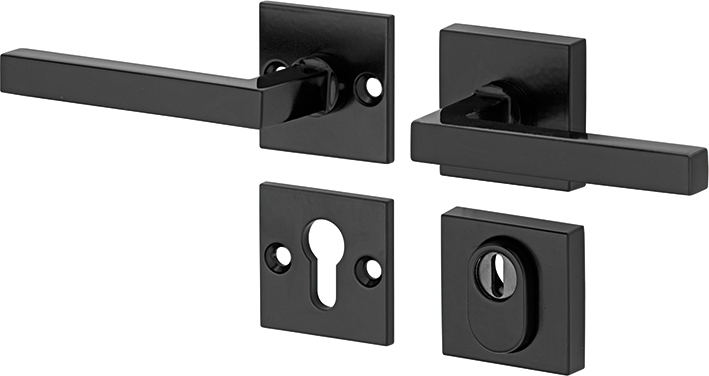 311.0012.07 Porte d'entrée Garniture de rosace Mi Satori avec protection anti-arrachage de noyau Laiton revêtu par poudre noir