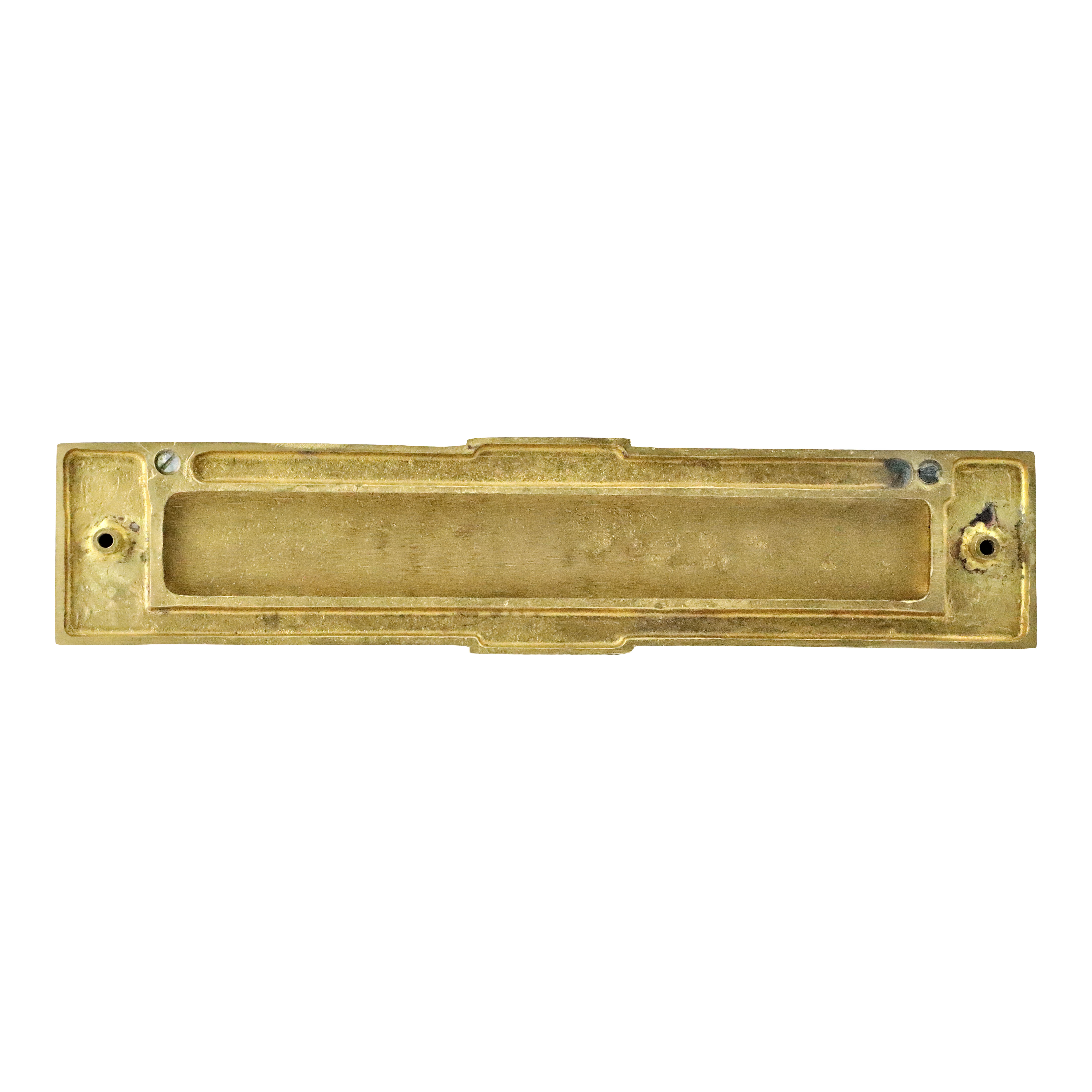 Ancienne boîte aux lettres courrier en laiton et bouton de porte sur une porte verte, des Ancienne boîte aux lettres courrier en laiton et bouton de porte sur une porte verte, des