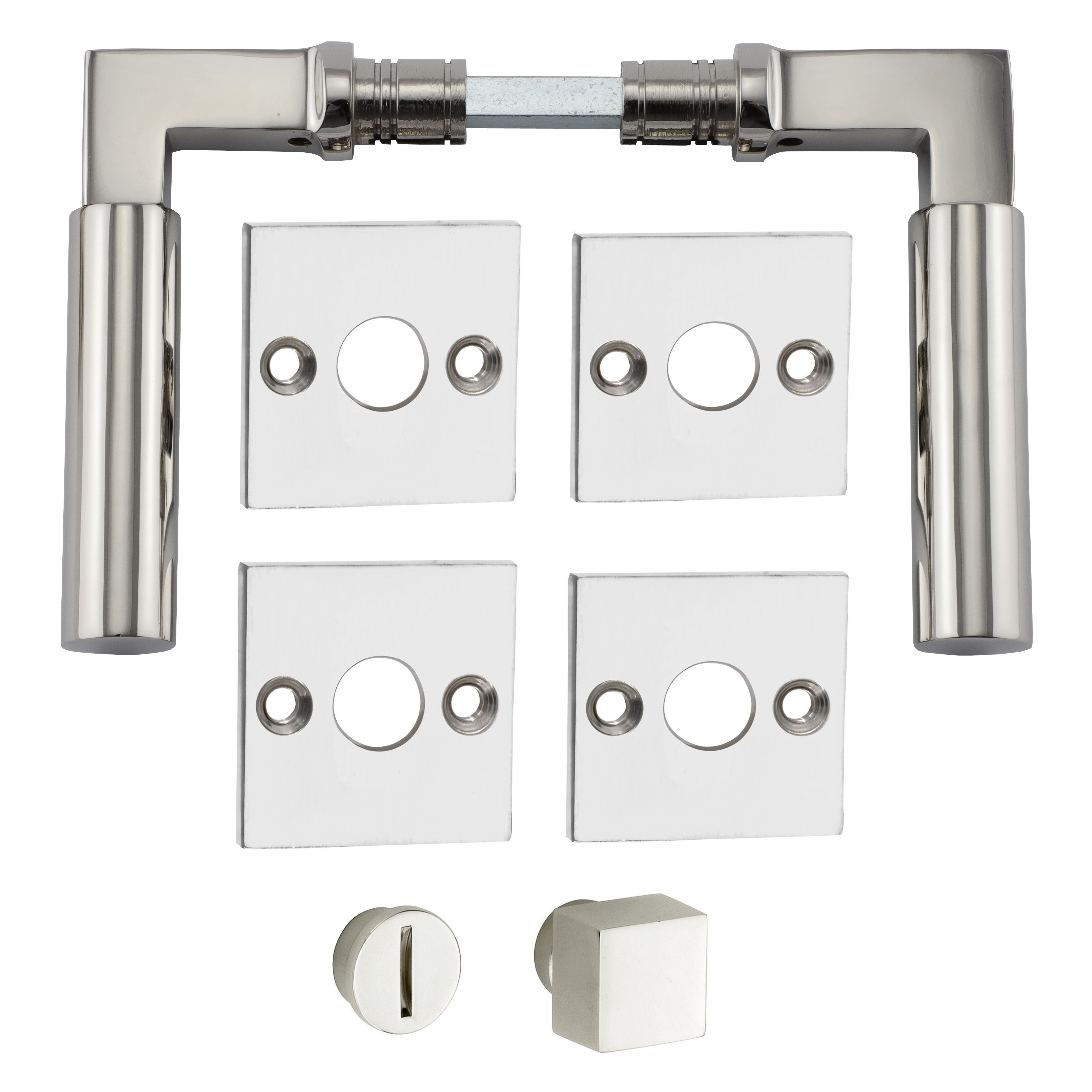 341.0312.10 Ferrure de porte WC avec bouton tournant / bouton rotatif nickel poli Bauhaus