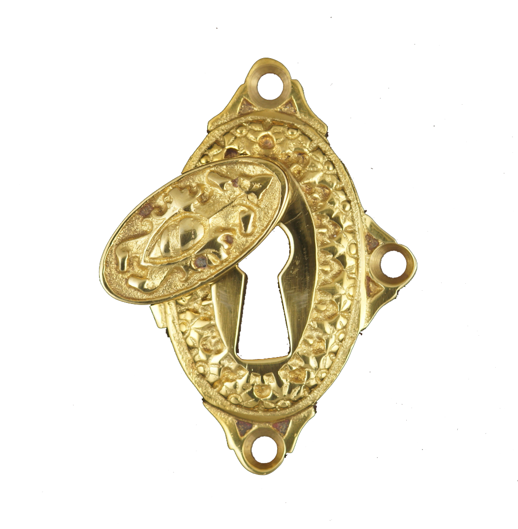 320.0019.35 Rosace de clé avec clochette - rosette de porte antique, rosace décorative, ferrure de porte